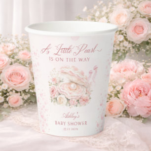 A Little Pearl Blush Pink Baby Shower Paper Cups