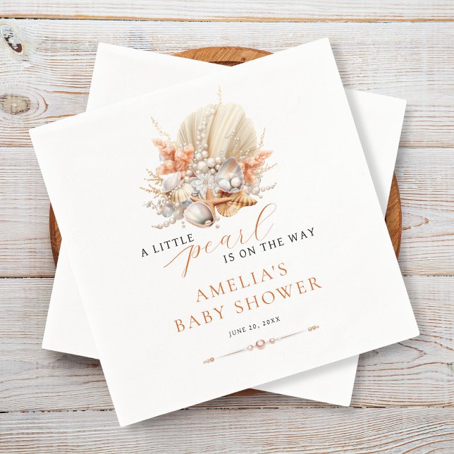 A Little Pearl Coastal Pearl Baby Shower Napkins (Creator Uploaded)