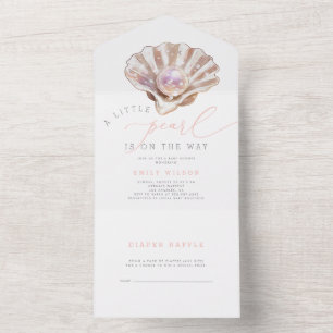 A Little Pearl Is On The Way Baby Shower All In One Invitation