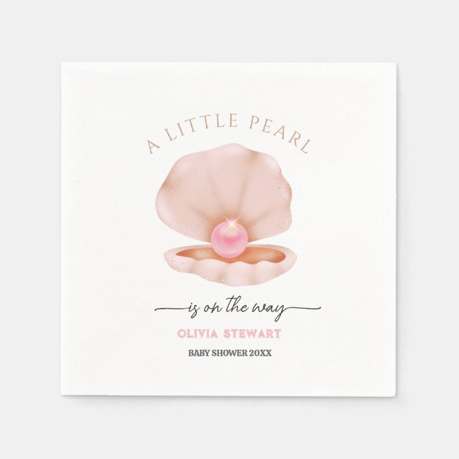 A little pearl is on the Way Baby Shower Napkin (Front)