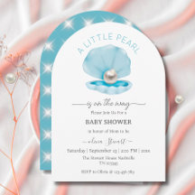 A little pearl is on the way Blue Baby Shower