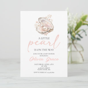 A Little Pearl Is On The Way Coastal Baby Shower Invitation