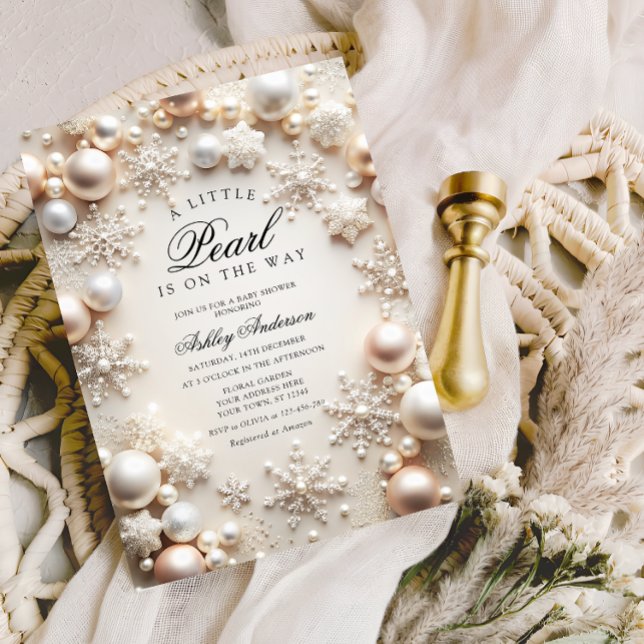 A Little Pearl Neutral Baby Shower Invitation (Creator Uploaded)