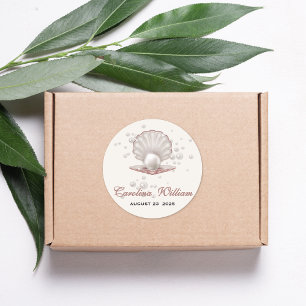 a little pearl under the sea baby shower classic round sticker