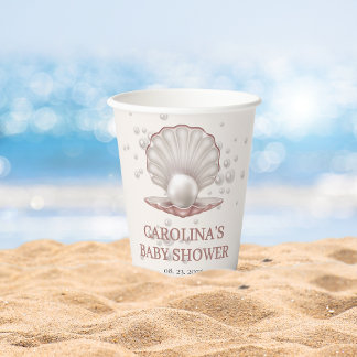 a little pearl under the sea baby shower paper cups