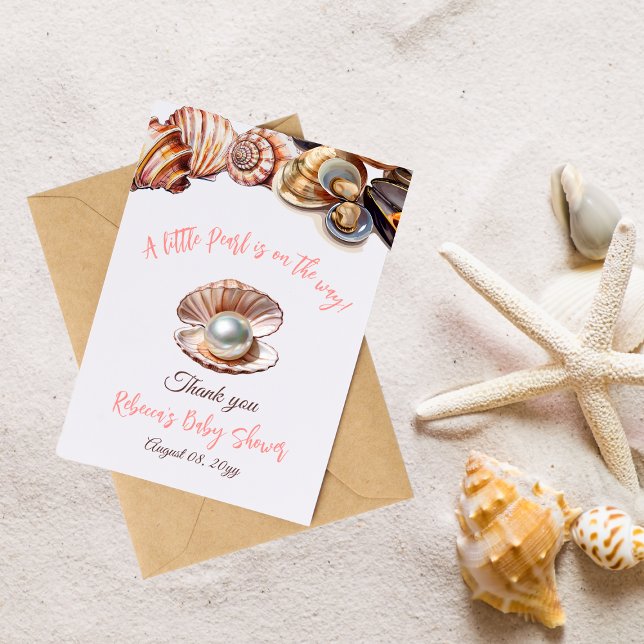 A Little Pearl Under the Sea Girl Baby Shower Thank You Card (Creator Uploaded)