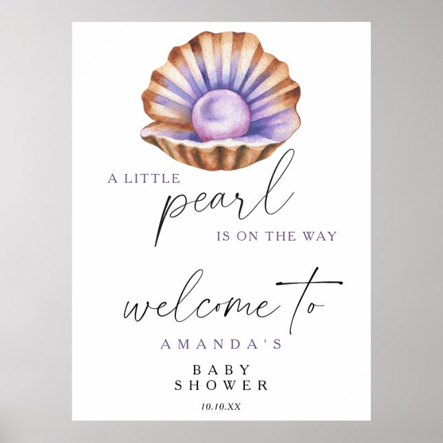 A little pearl - Welcome baby shower party Poster (Front)