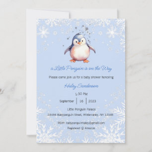 A Little Penguin is on the Way Invitation, Baby Invitation