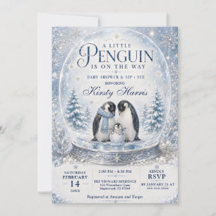 A Little Penguin Is On the Way Winter Baby Shower Invitation