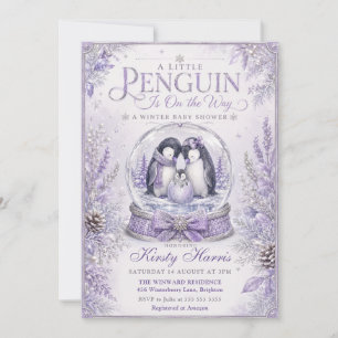 A Little Penguin Is On the Way Winter Baby Shower Invitation