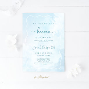 A Little Piece of Heaven Baby Shower Boy Invitation