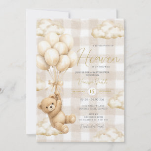 A Little Piece of Heaven Bear Gingham Baby Shower  Invitation