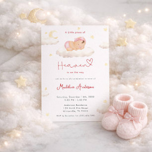 A Little Piece of Heaven Moon Clouds Baby Shower Invitation