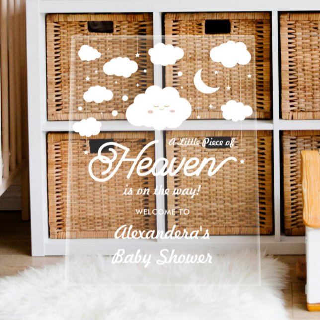 A Little Piece of Heaven Sent Baby shower Welcome Acrylic Sign (Creator Uploaded)