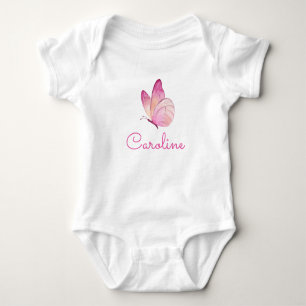 A Little Pink Butterfly  Baby Bodysuit