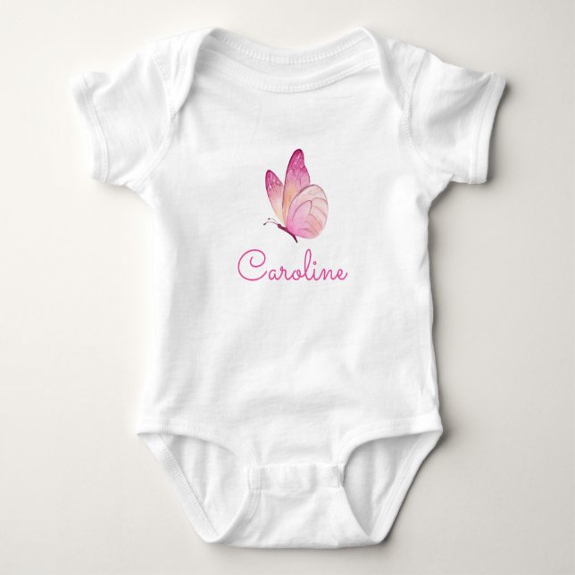 A Little Pink Butterfly  Baby Bodysuit (Front)
