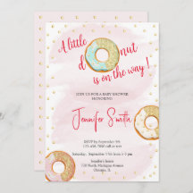 A Little pink golden doughnut Baby Shower invitati