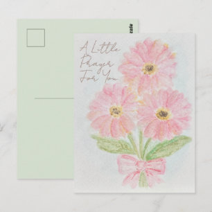 A Little Prayer For You Pink Gerber Daisy Water Postcard