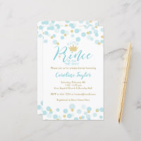 A Little Prince Blue Gold Baby Shower Invitation