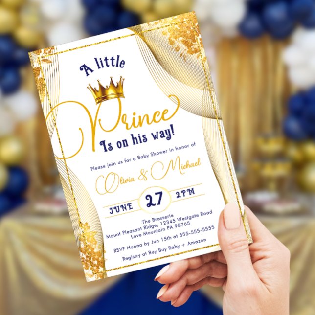A Little Prince Is On His Way Boy Baby Shower Invitation (Creator Uploaded)