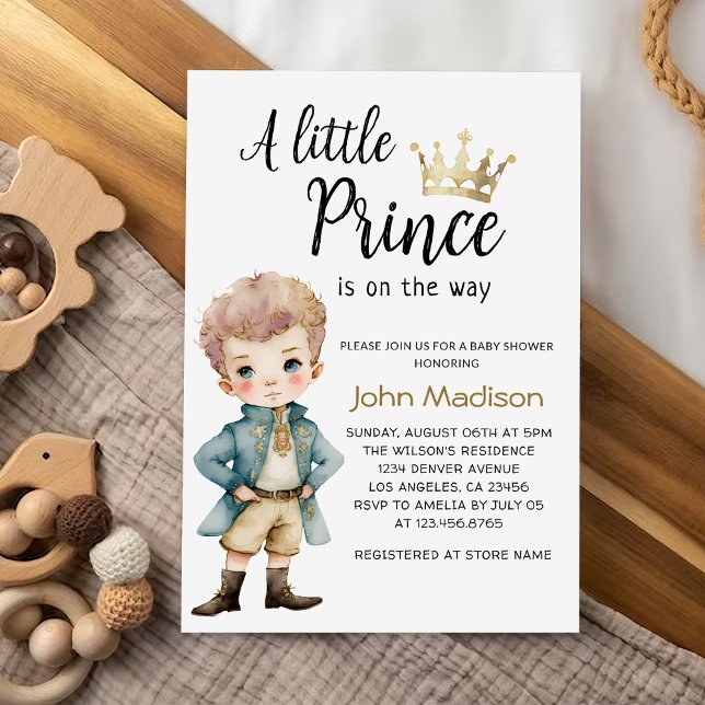 A Little Prince | Royal Blue and Gold Baby Shower Invitation (Creator Uploaded)