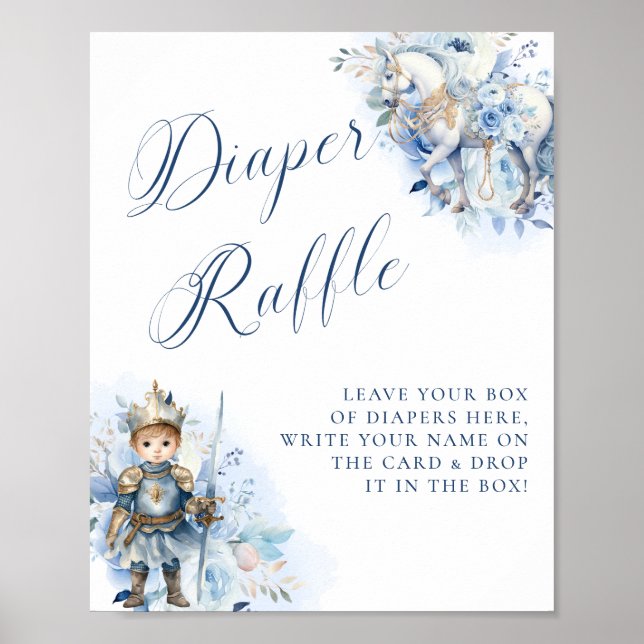 A Little Prince Royal Blue Diaper Raffle Poster (Front)