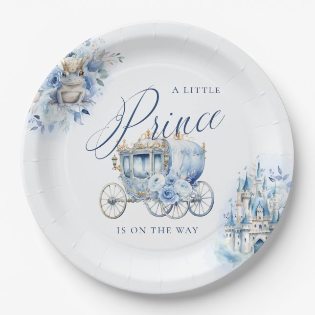 A Little Prince Royal Blue Shower Paper Plate (Front)