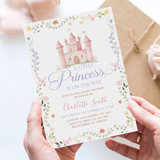 A Little Princess Castle Floral Baby Shower Invitation (Creator Uploaded)
