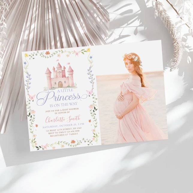 A Little Princess Castle Floral Baby Shower Photo Invitation (Creator Uploaded)