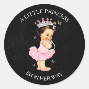 A Little Princess is on Her Way Baby Shower Classic Round Sticker