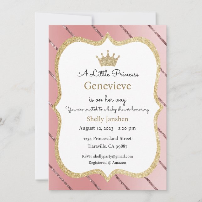 A Little Princess is on Her Way Invitation, Tiara  Invitation (Front)