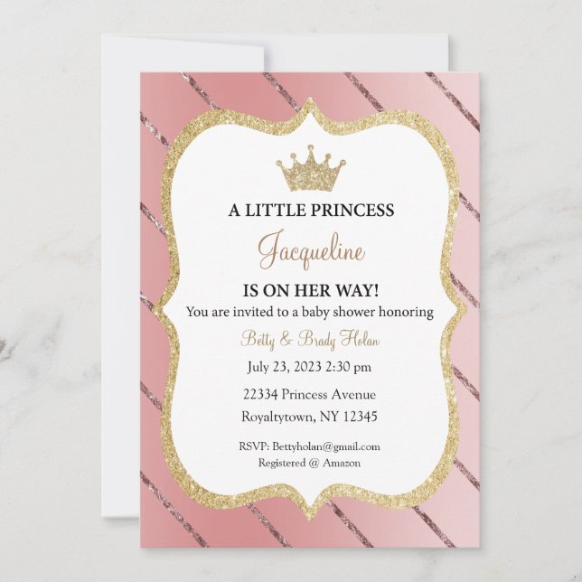 A Little Princess is on Her Way Invitation, Tiara Invitation (Front)