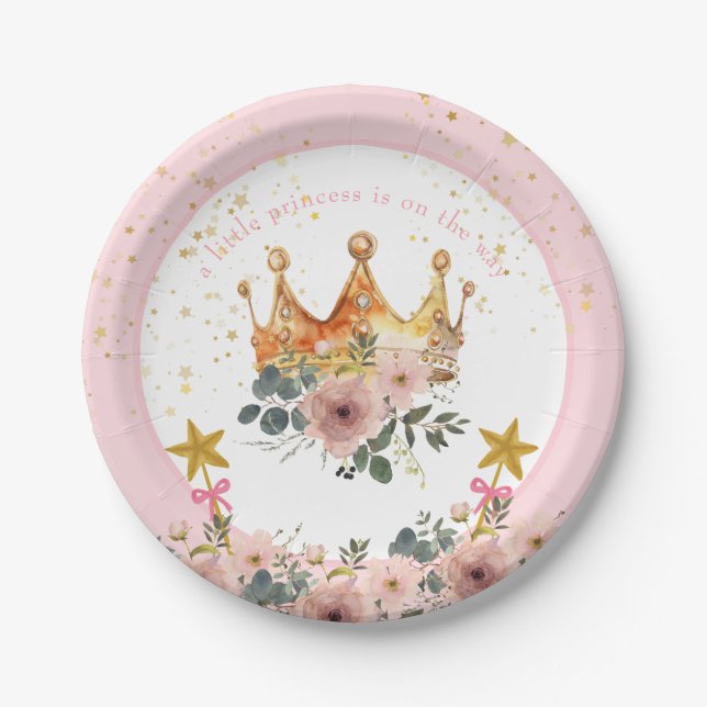A Little princess is on the way Crown Paper Plate (Front)