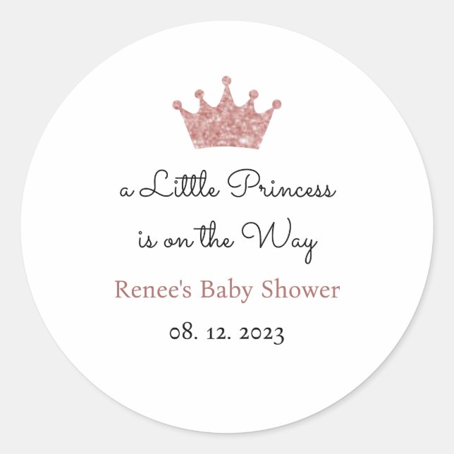 A Little Princess is on the Way Labels, Favour Classic Round Sticker (Front)