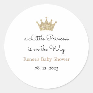 A Little Princess is on the Way Labels, Favour  Classic Round Sticker