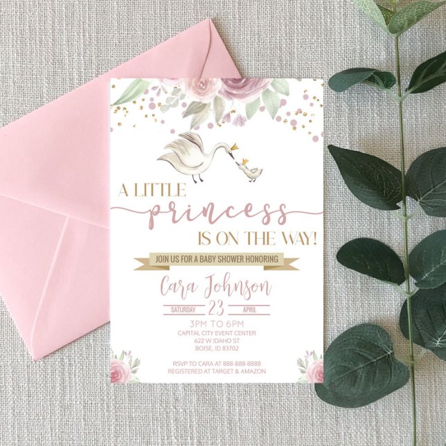 A Little Princess Mum Baby Swan Crowns Baby Shower Invitation (Creator Uploaded)