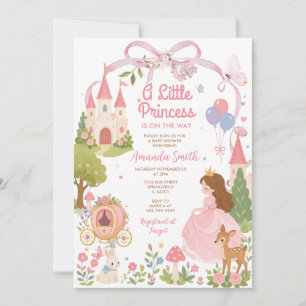 A Little Princess Pink Bow Fairytale Baby Shower Invitation