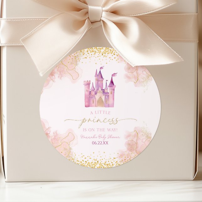 A Little Princess Royal Castle Baby Shower Classic Round Sticker (Creator Uploaded)