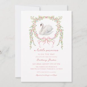 A Little Princess Swan Girl Baby Shower Invitation