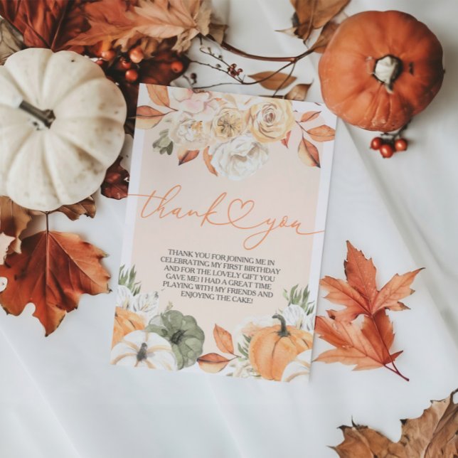 A Little Pumpkin Autumn Birthday Thank You Card (Creator Uploaded)