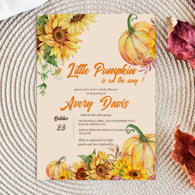 A little Pumpkin Autumn Boho Baby Shower Invitation (Creator Uploaded)