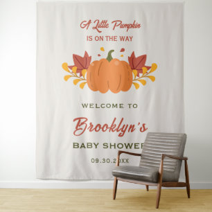 A Little Pumpkin Autumn Fall Baby Shower Backdrop Tapestry