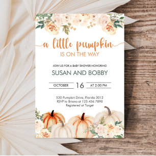 A Little Pumpkin Autumn Fall Baby Shower Invitation