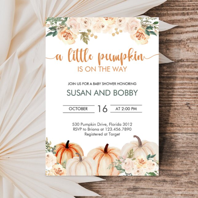 A Little Pumpkin Autumn Fall Baby Shower Invitation (Creator Uploaded)