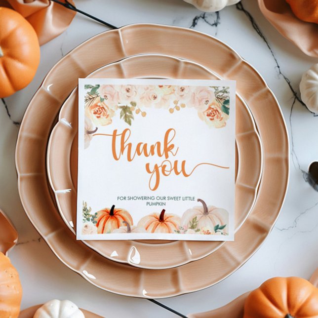 A Little Pumpkin Autumn Fall Baby Shower Napkin (Creator Uploaded)