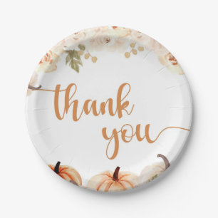 A Little Pumpkin Autumn Fall Baby Shower Paper Plate
