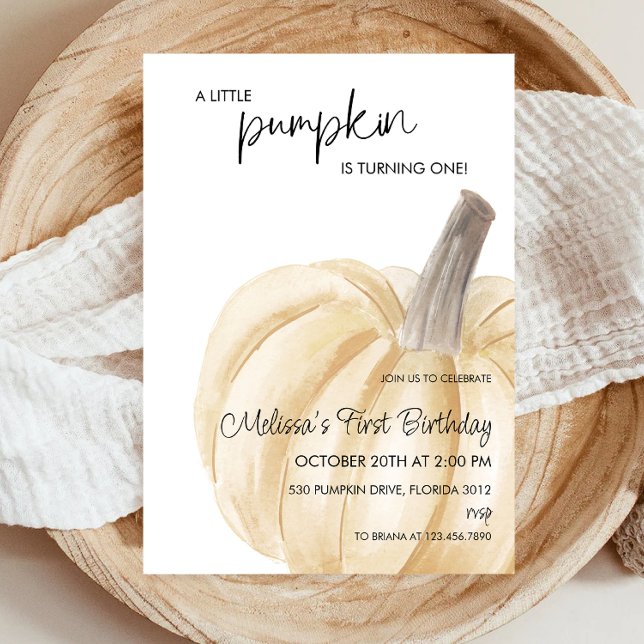 A Little Pumpkin Autumn Fall Birthday Party Invitation (Creator Uploaded)