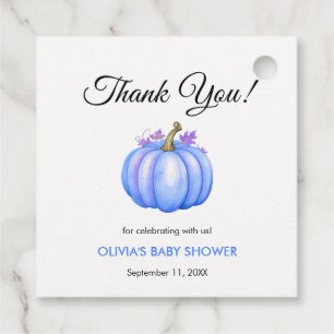 A Little Pumpkin Autumn Fall Blue Boy Baby Shower  Favour Tags