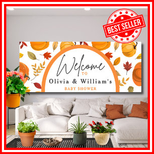 A Little Pumpkin Autumn Fall Floral Baby Shower Banner