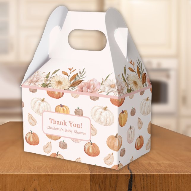 A Little Pumpkin Autumn Fall Floral Baby Shower Favour Box (a little pumpkin on its way, fall baby shower thank you favor box)